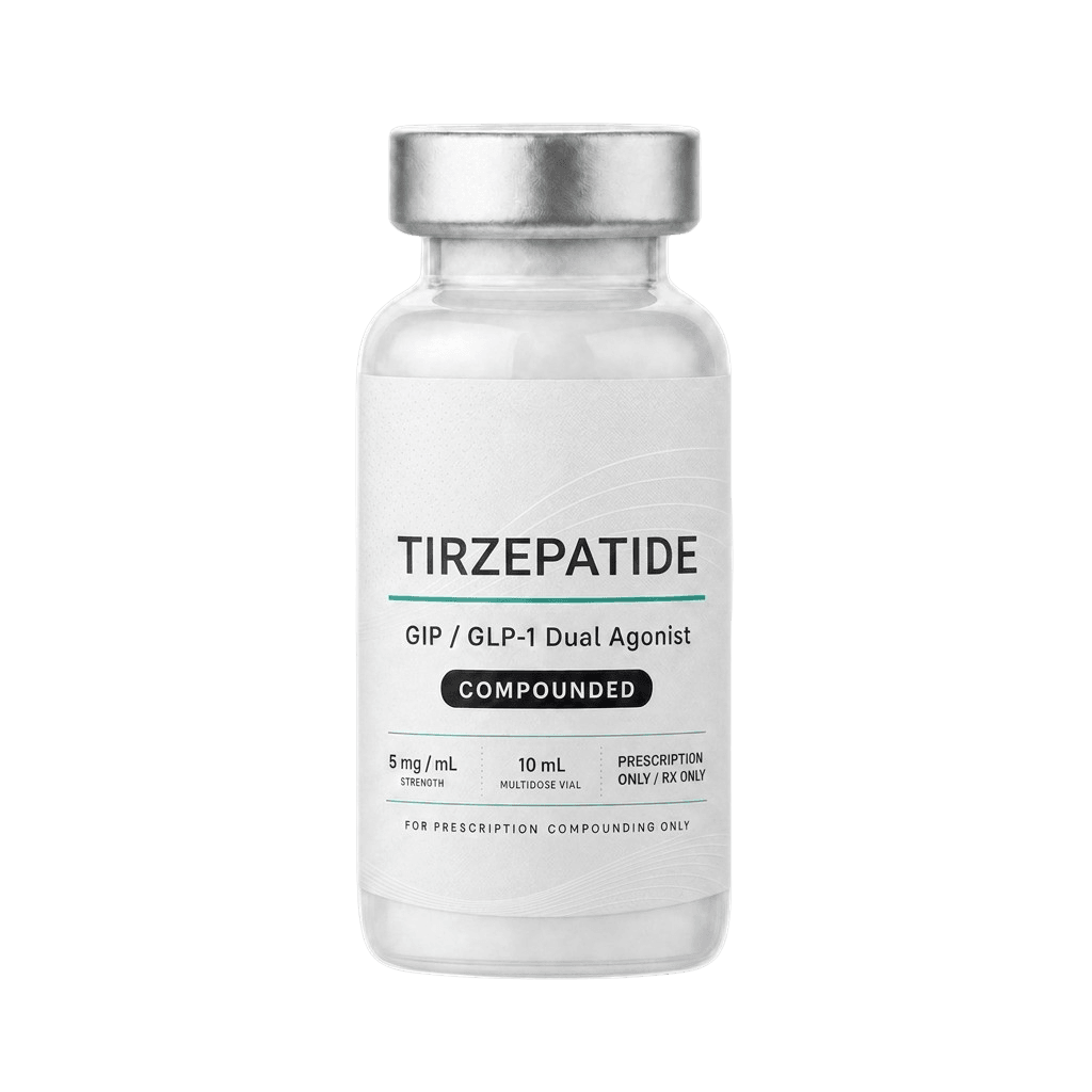 Compounded tirzepatide vial — GLP-1 weight loss medication